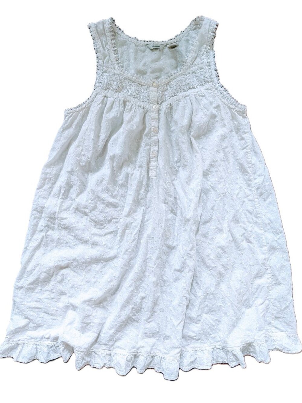 VTG Adonna White Cotton Eyelet Nightgown Sz M Ruffles Cottagecore Prairie Granny
